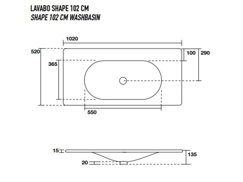 Купить Раковина Kerasan Shape 102 х 52 см, встраиваемая, цвет белый, 547001*1