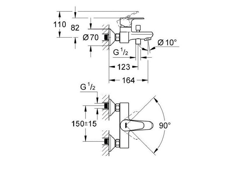 Купить Смеситель для ванны и душа Grohe Vigour 75144026, хром