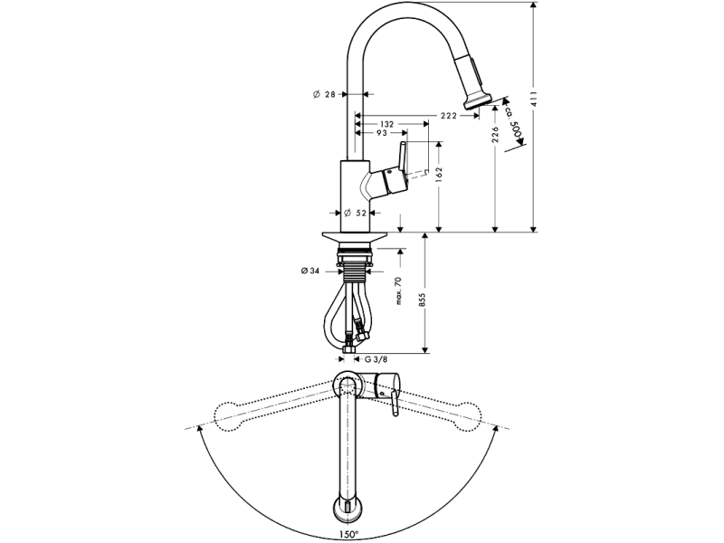 Купить Смеситель Hansgrohe Talis S 14877000 Variarc для кухни