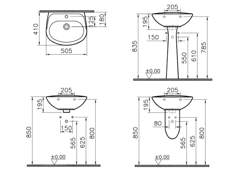 Купить Раковина Vitra Normus 5079B003-0001 50 см, подвесная, с переливом