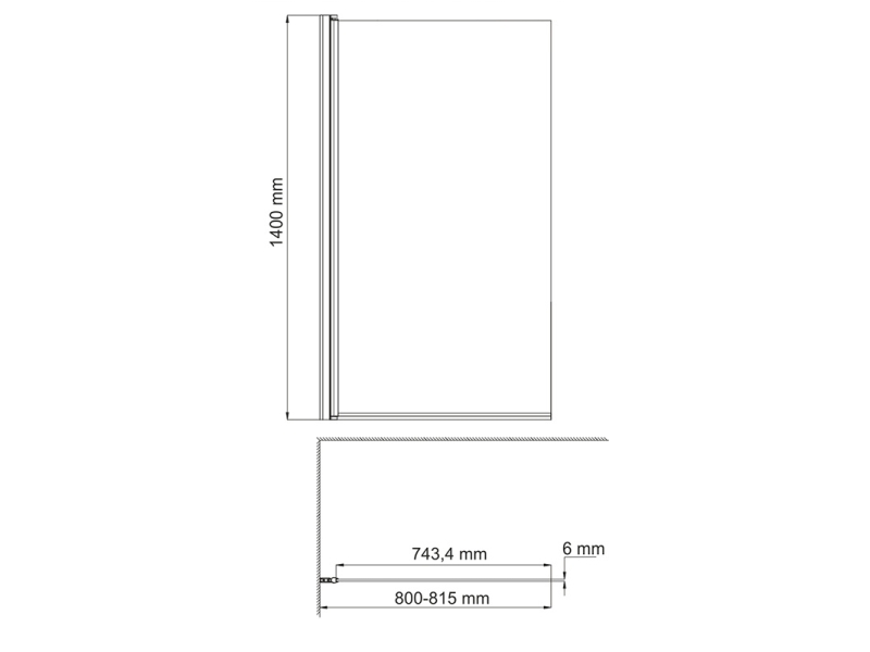 Купить Стеклянная шторка на ванну WasserKraft 48P01-80L/R Matt glass, распашная, одностворчатая