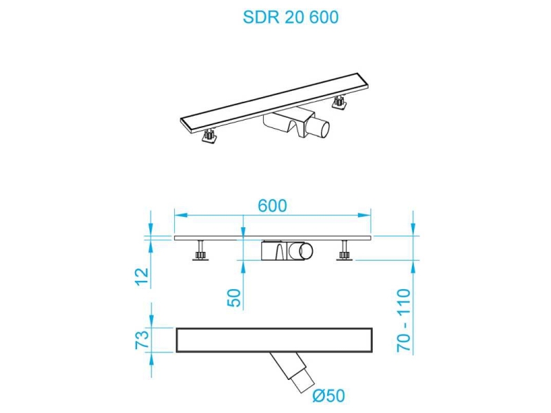 Купить Дренажный канал RGW Shower Drain SDR-20, 60 см, решетка хром, 47212060-01