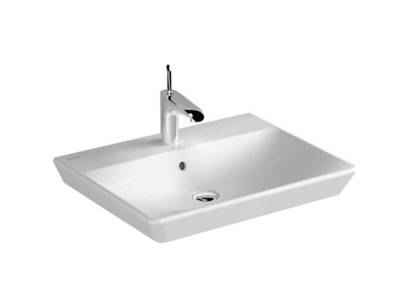 Купить Раковина Vitra T4 4451B003-0001 60 см подвесная, 1 отверстие для смесителя, с переливом