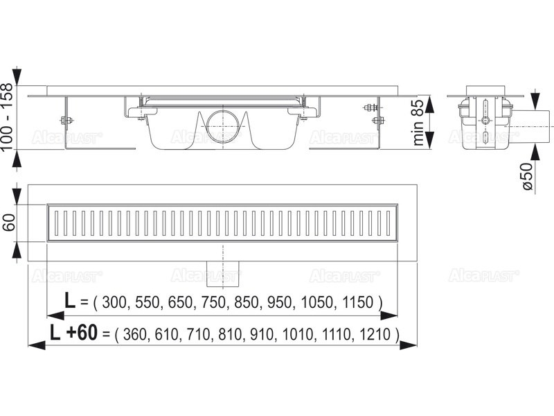 Купить Душевой лоток AlcaPlast APZ1S-850