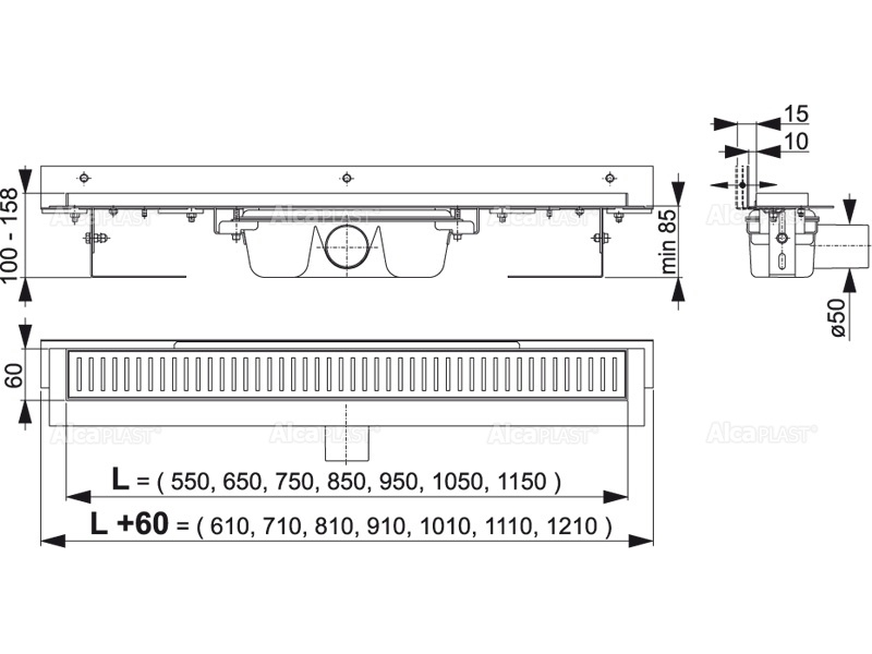 Купить Душевой лоток AlcaPlast APZ4S-1150 Flexible