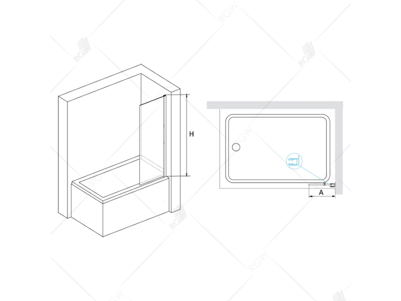 Купить Шторка на ванну RGW SC-056-8B, 30 x 150 см, стекло прозрачное, профиль черный, 35110562830-14