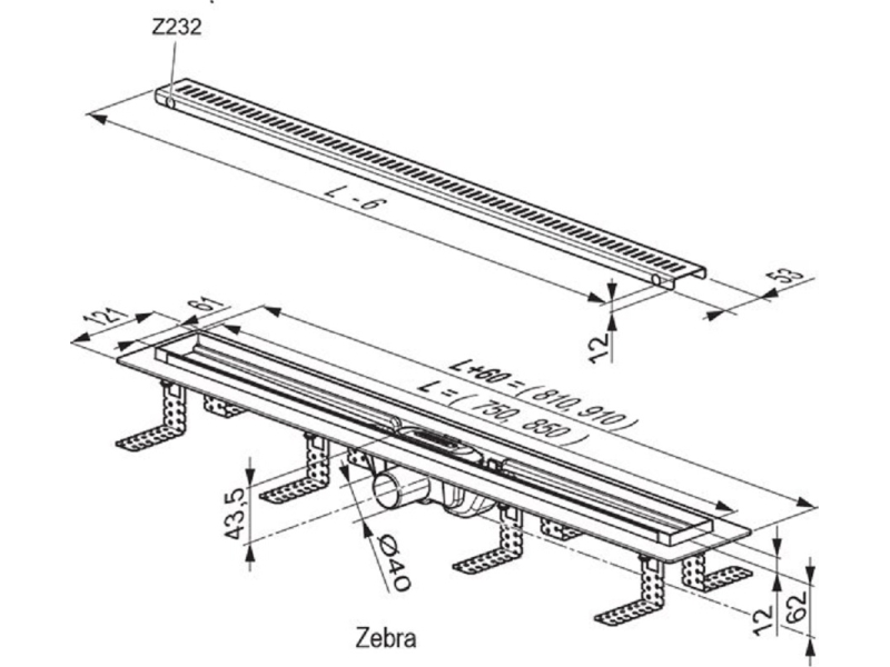 Купить Душевой канал Ravak OZP Zebra, 85 см, X01434