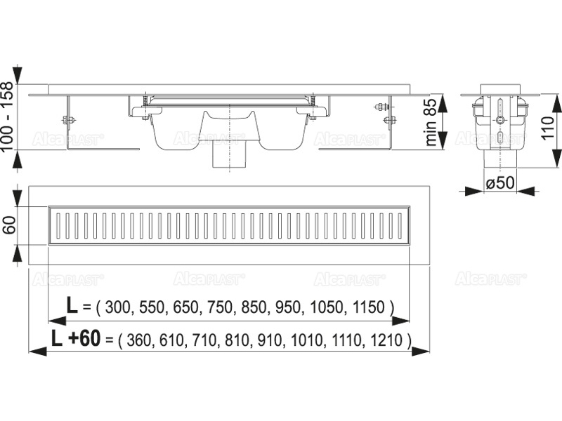 Купить Душевой лоток AlcaPlast APZ1001S-300