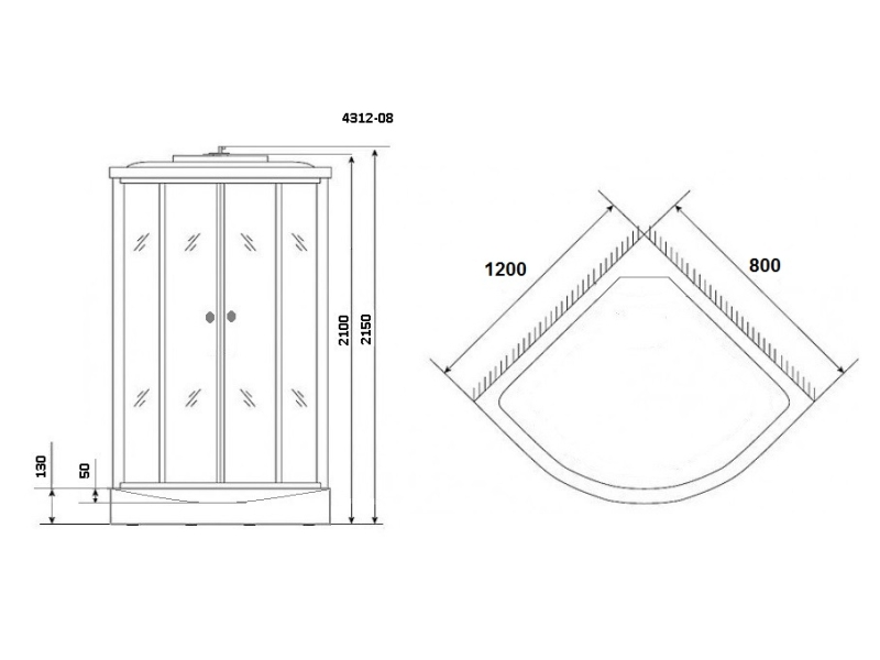 Купить Душевая кабина Niagara Eco 120 x 80, низкий поддон, профиль - хром, стекло матовое, левая/правая, NG-4312-14L/NG-4312-14R