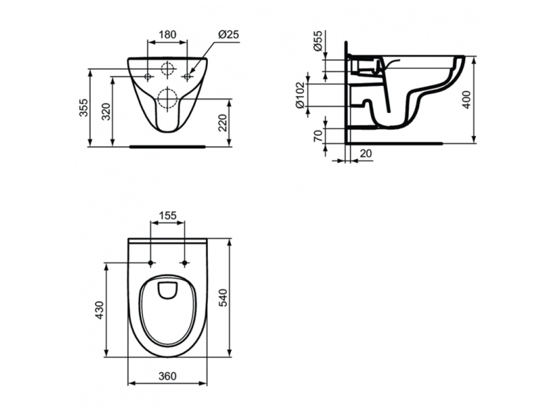 Купить Подвесной унитаз безободковый Ideal Standard i.life A, T471601