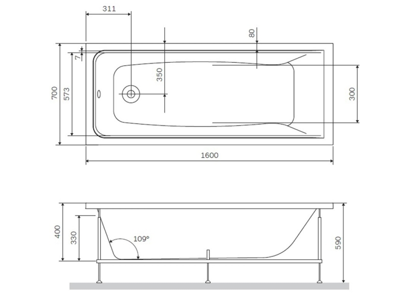 Купить Акриловая ванна Am.Pm Gem 160x70 W90A-160-070W-A