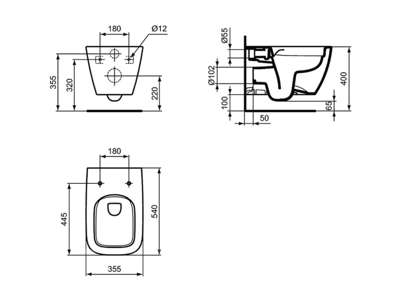 Купить Подвесной унитаз безободковый Ideal Standard i.life B, T461401