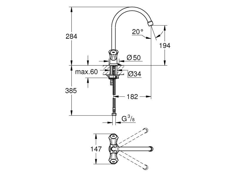 Купить Смеситель Grohe Costa L 31812001 для кухни с цепочкой