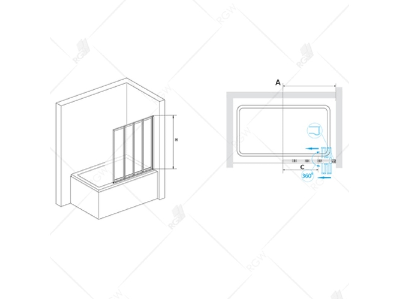 Купить Душевая шторка на ванну RGW SC-23, 03112308-11, 80 х 150 см, профиль - хром