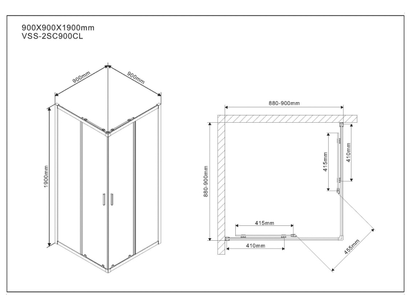 Купить Душевой уголок Vincea Scala 90 x 90 см, стекло прозрачное, профиль хром, VSS-2SC900CL