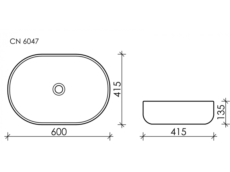 Купить Раковина Ceramica Nova Element, 60 х 41.5 х 13.5 см, цвет антрацит матовый, CN6047MH