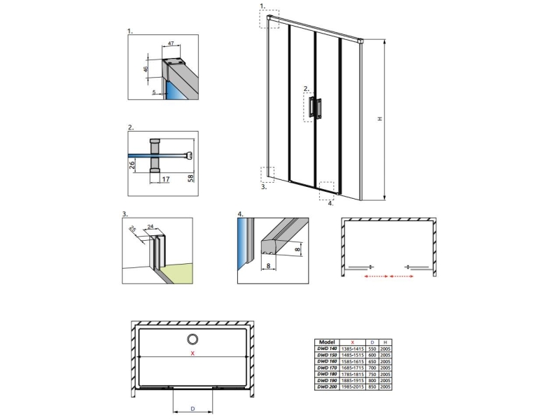 Купить Душевая дверь Radaway Idea DWD 180 387128-01-01, 180*200,5 см