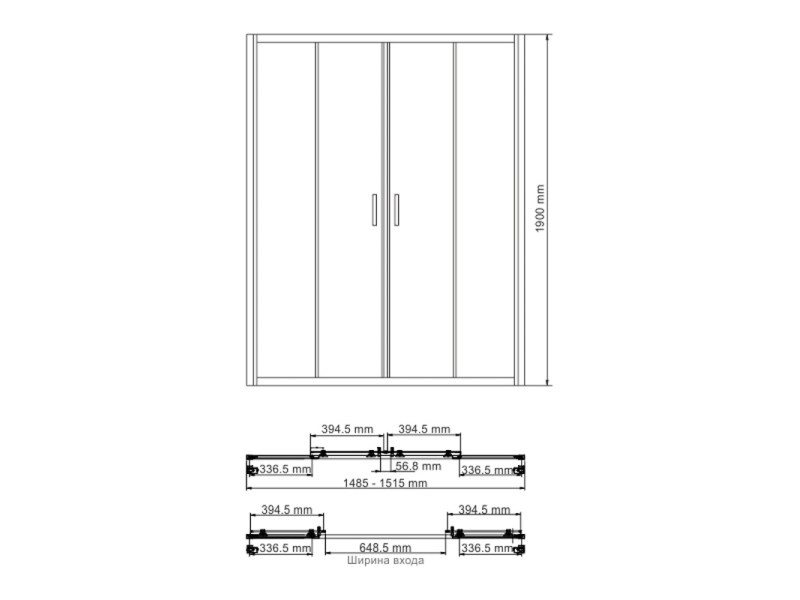 Купить Душевая дверь WasserKRAFT 45S08 cтекло прозрачное, 150 x 190 см