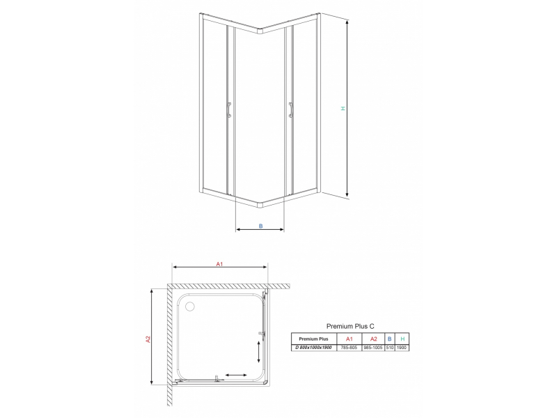 Купить Душевой уголок Radaway Premium Plus D 30434-01, 100 x 80 см