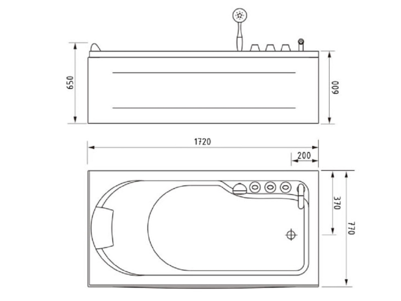 Купить Ванна гидромассажная акриловая Gemy G9006-1.7 B L/R, 172 х 77 x 65 см