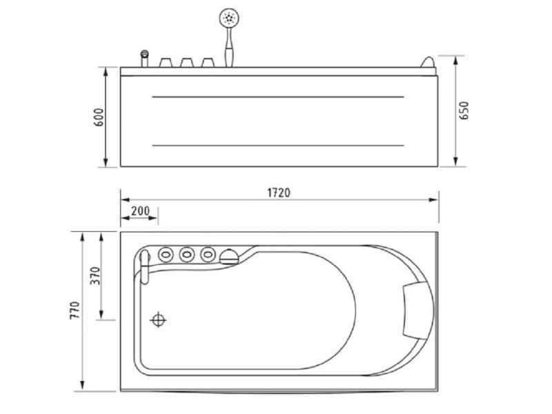 Купить Ванна гидромассажная акриловая Gemy G9006-1.7 B L/R, 172 х 77 x 65 см