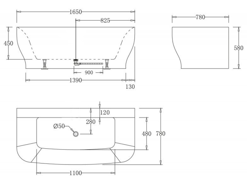 Купить Ванна акриловая BelBagno 165 х 78 см, BB74-1650-W0