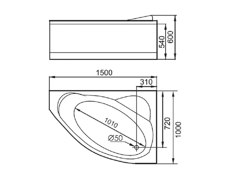 Купить Ванна гидромассажная акриловая Gemy G9009 B L/R, 150 х 100 x 60 см