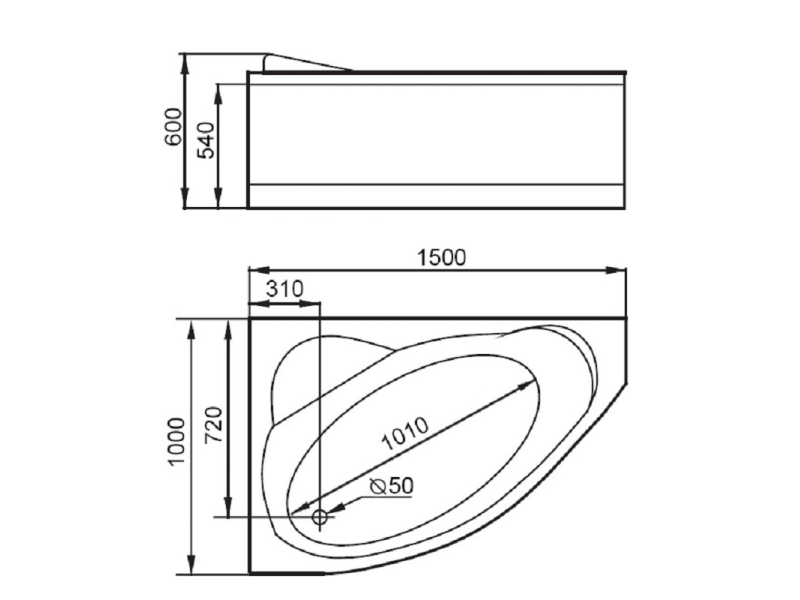 Купить Ванна гидромассажная акриловая Gemy G9009 B L/R, 150 х 100 x 60 см