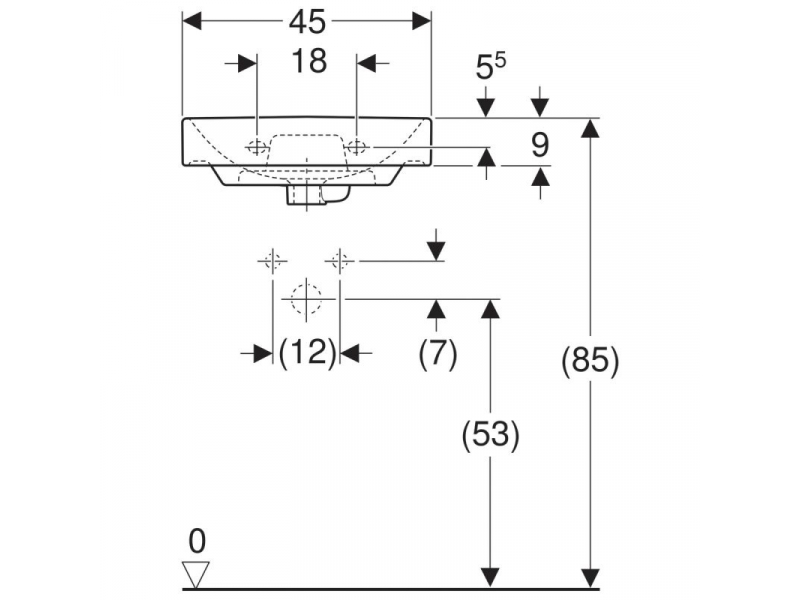 Купить Раковина Geberit Smyle Square 500.222.01.1, 45 х 36 см, белая