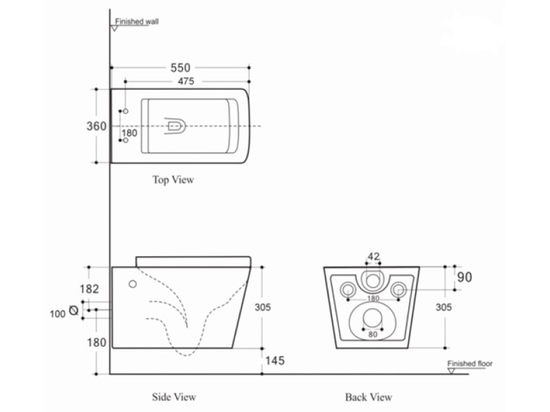 Купить Подвесной безободковый унитаз Aquanet Tavr-W BW Rimless, крышка микролифт, Slimseat, черный матовый, 287011