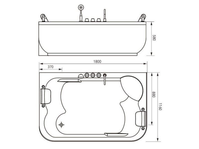 Купить Ванна гидромассажная акриловая Gemy G9085 K L/R, 180 х 116 х 69 см