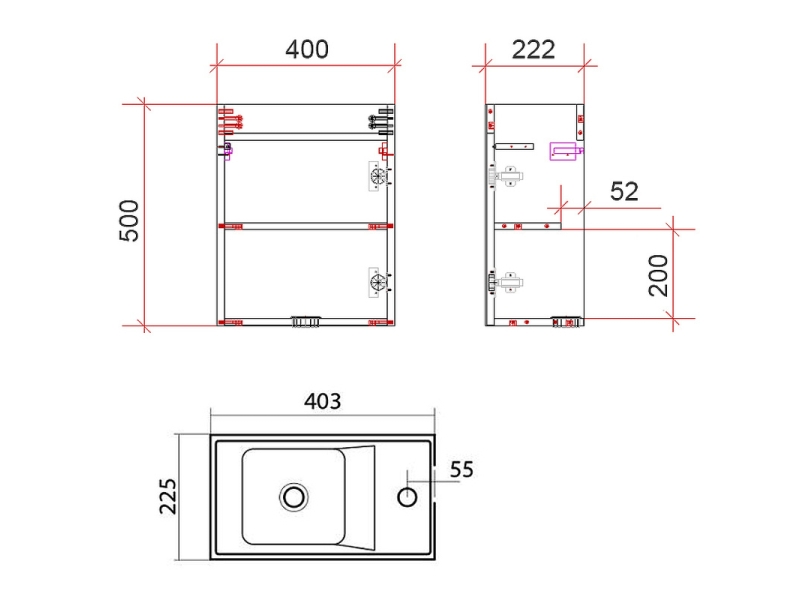 Купить Тумба под раковину Art&Max Family-400-1D-SO-CV, 40 x 22.5 x 59.5 см подвесная, серый