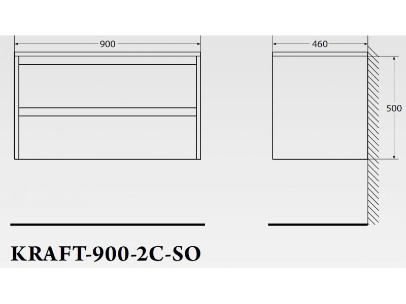 Купить Тумба под раковину BelBagno Kraft KRAFT-900-2C-SO-CG 90 см, подвесная, цвет цемент серый (cemento grigio)