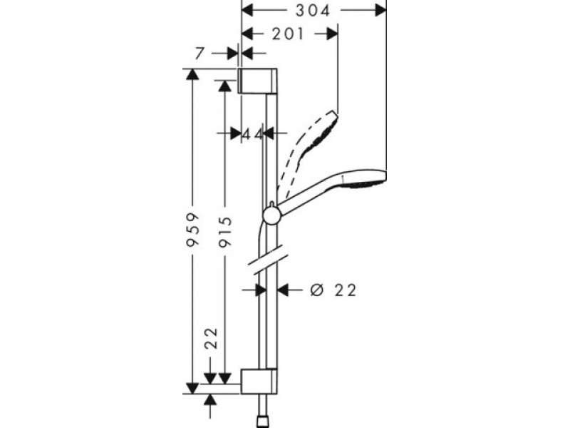 Купить Душевой гарнитур Hansgrohe Croma Select S 1jet 26574400, штанга 90 см, белый/хром