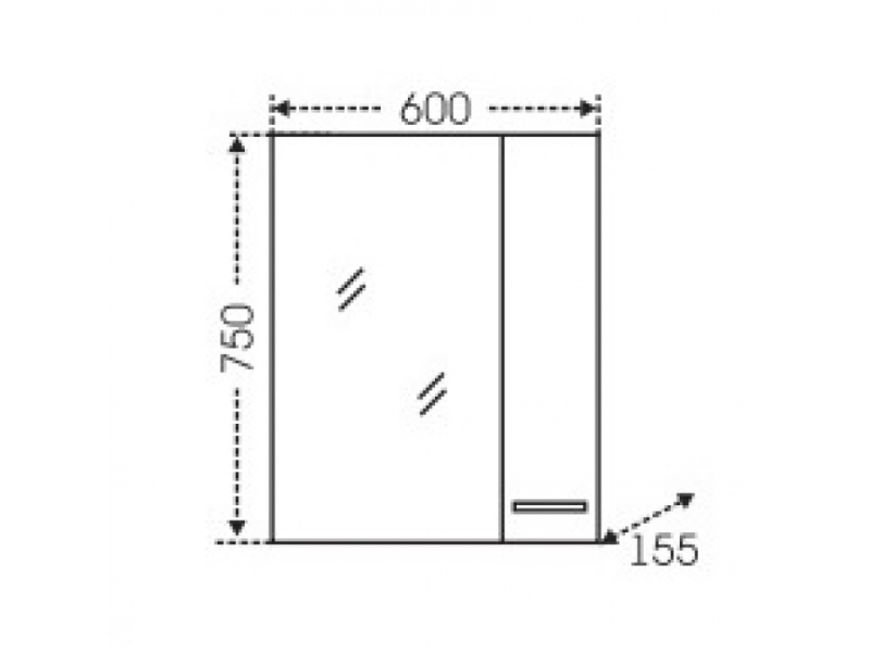 Купить Зеркальный шкаф СаНта Прима 60 101112, универсальный, левый