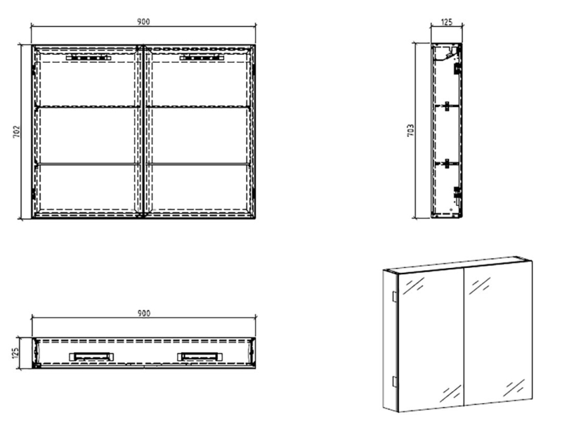 Купить Зеркальный шкаф BelBagno SPC-2A-DL-BL-900, 90 см