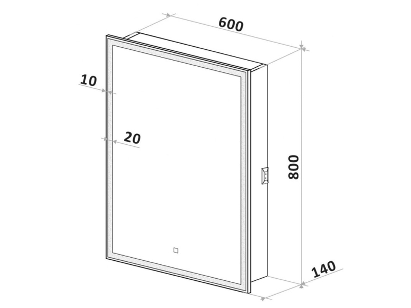 Купить Зеркальный шкаф Art&Max Techno, AM-Tec-600-800-1D-R-DS-F, с подсветкой