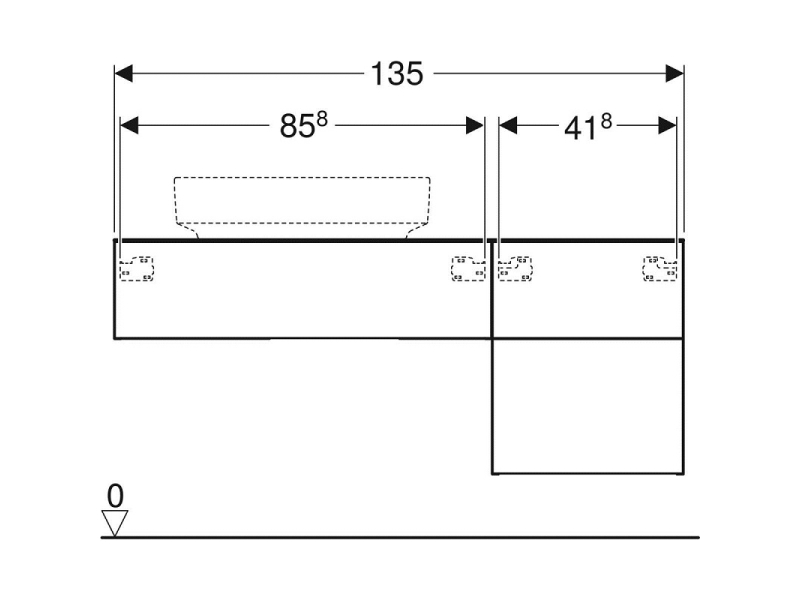 Купить Тумба под раковину Geberit VariForm, 135 см, с сифоном, цвет белый, 501.189.00.1