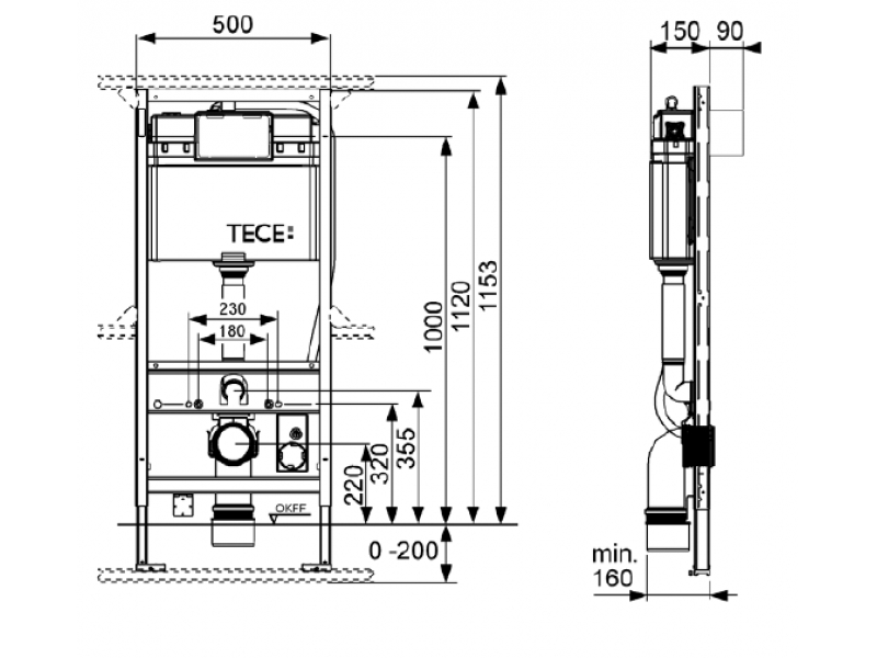 Купить Инсталляция TECE для подвесного унитаза TOTO Neorest 9300044