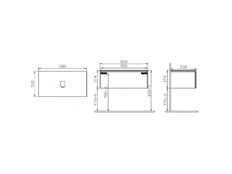 Купить Тумба под раковину Vitra System Fit 100 см, подвесная, венге, 53792