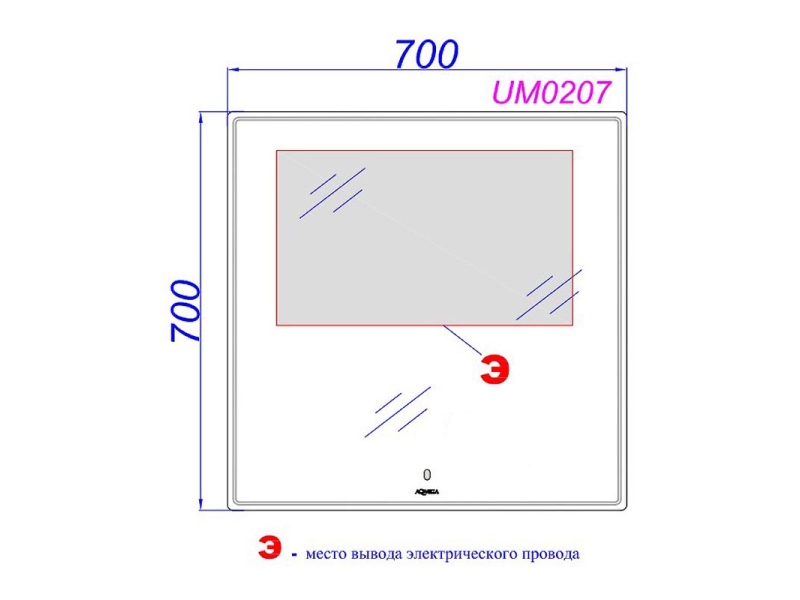 Купить Зеркало Aqwella UM 70 x 70 см, с подсветкой и сенсорным выключателем, UM0207