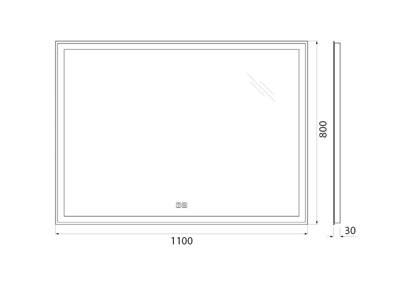 Купить Зеркало BelBagno SPC-GRT-1100-800-LED-TCH-WARM 110 см, светодиодная подсветка, с сенсорным выключателем, с подогревом