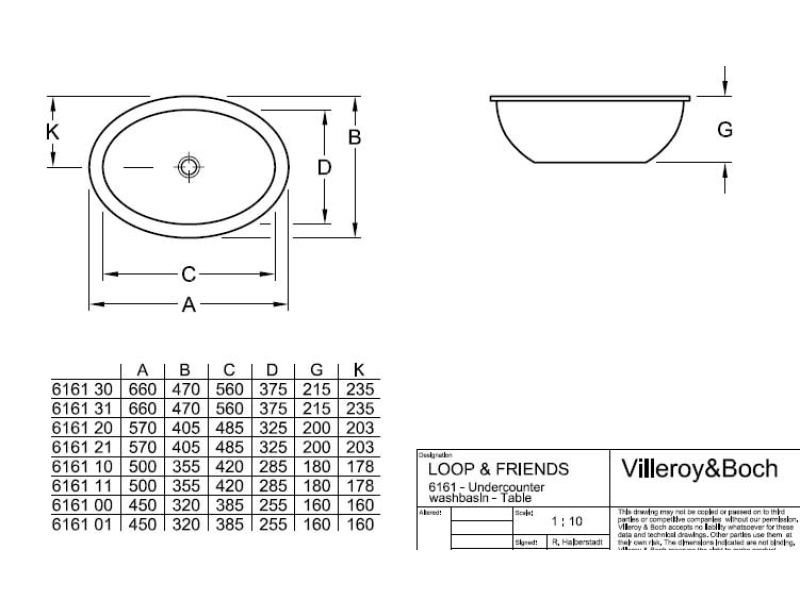 Купить Раковина Villeroy&Boch Loop&Friends, 45 х 32 см, альпийский белый, 61610001