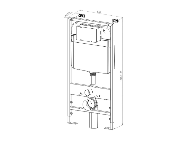 Купить Инсталляция D&K с безободковым унитазом Quadro, сиденье микролифт, клавиша хром матовый, цвет белый, DS1511604