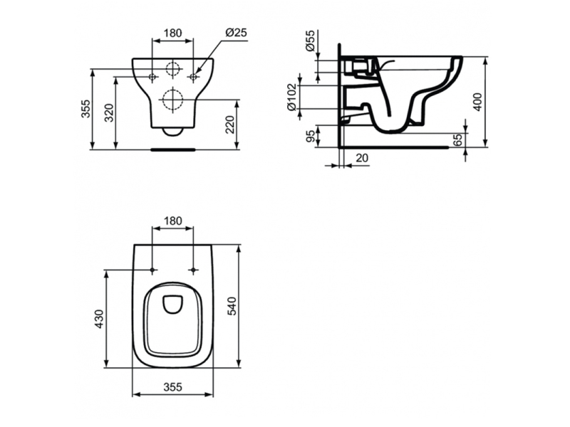 Купить Инсталляция Ideal Standard Prosys 120 M R020467, с унитазом T471701 i.life A RimLS+ безободковый c сиденьем микролифт T453101, комплект, I001701