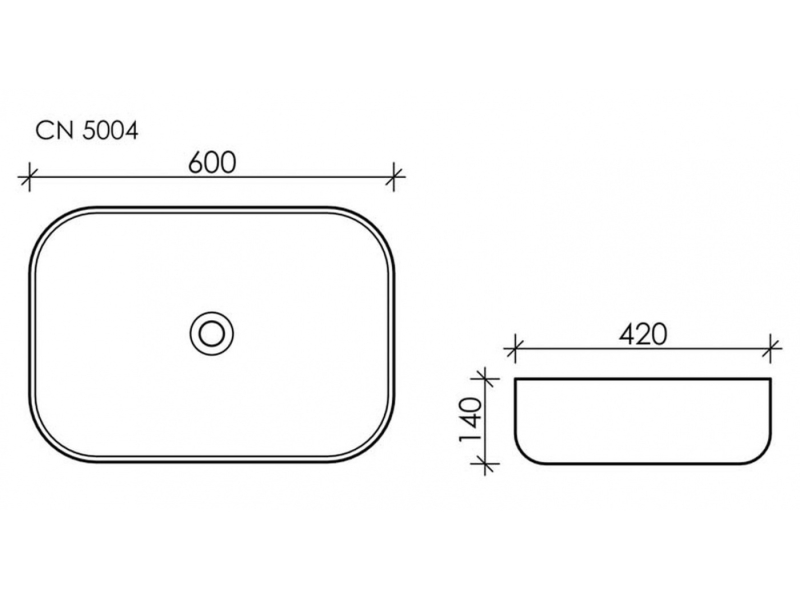 Купить Раковина Ceramica Nova CN5004 60 x 42 x 14 см, накладная, прямоугольная, без перелива