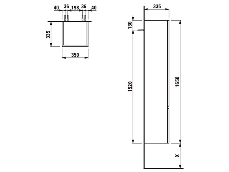 Купить Пенал подвесной Laufen Palace 4.0202.2.075.475.1, 165 x 35 см, петли справа, белый глянцевый