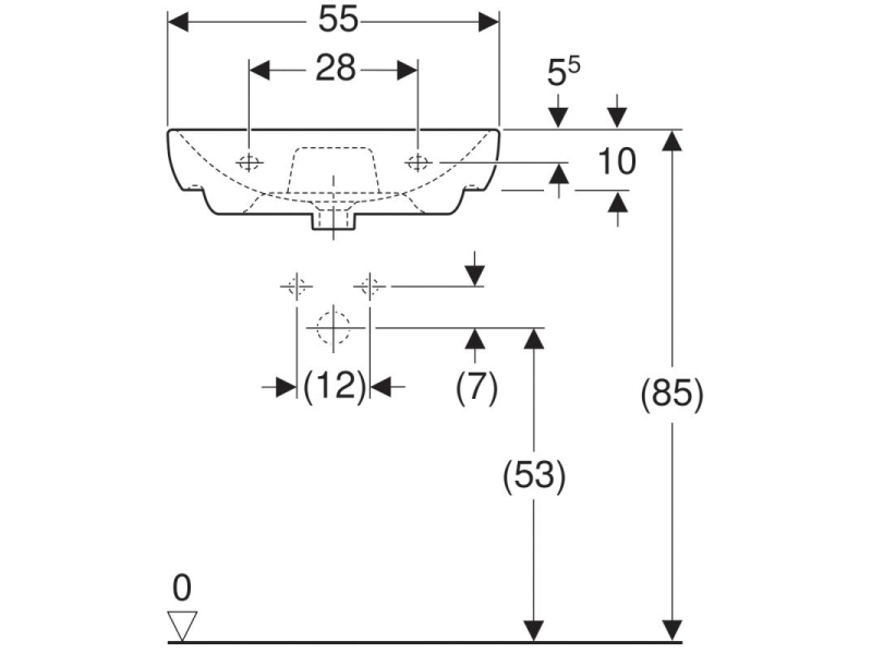 Купить Раковина Geberit Smyle 500.227.01.1, 55 х 48 см, белая