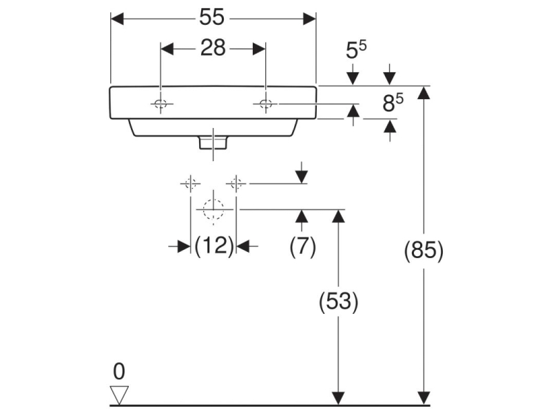 Купить Раковина Geberit Smyle Square 500.259.01.1, 55 х 44 см, белая