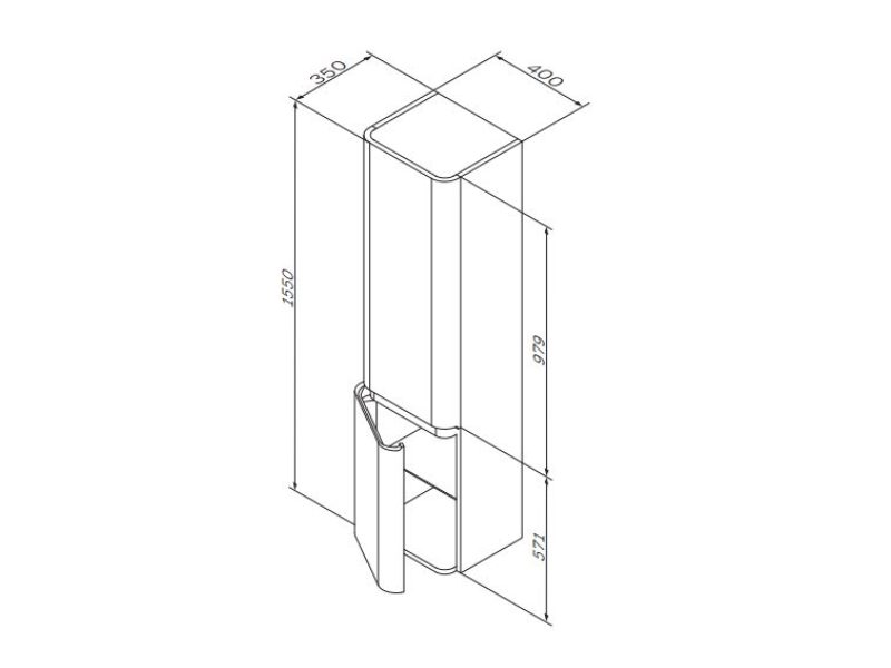 Купить Пенал Am.Pm Sensation, M30CHL0406NF, цвет - орех, левый, 40x35x155 см